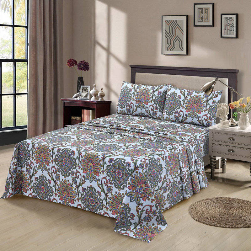 Ensemble de draps en percale 100% coton à densité de tissage 300 fils Beardstown, Olive, Double