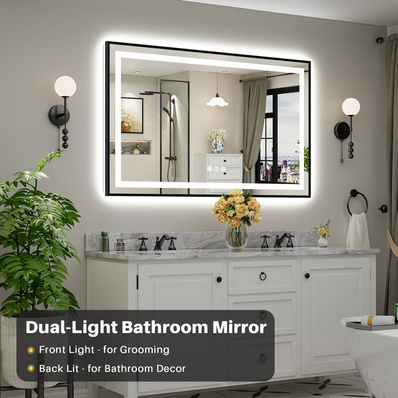 Miroir de salle de bain Matte, Rectangulaire, 57 po x 36 po