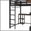 Grand lit mezzanine en métal avec tiroirs de rangement, bureau intégré, échelle - noir