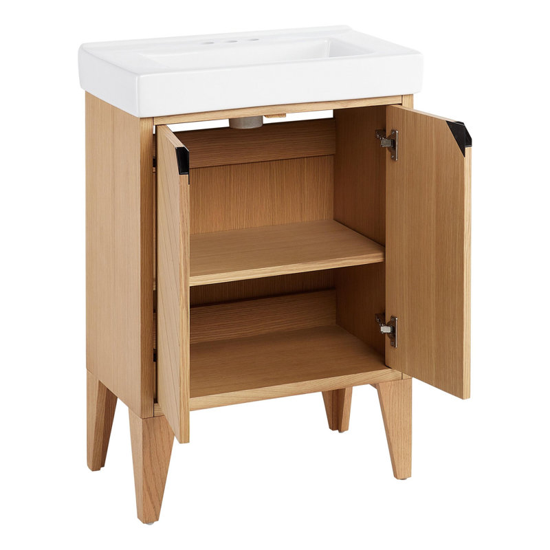24" Fircrest Single Bathroom Vanity with Integral Sink, Sandy Oak