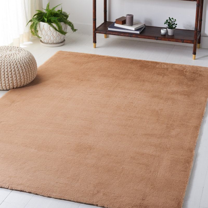 Machine Washable Performance Faux Rabbit Fur Solid Color Area Rug, Rectangulaire 8 pi x 10 pi