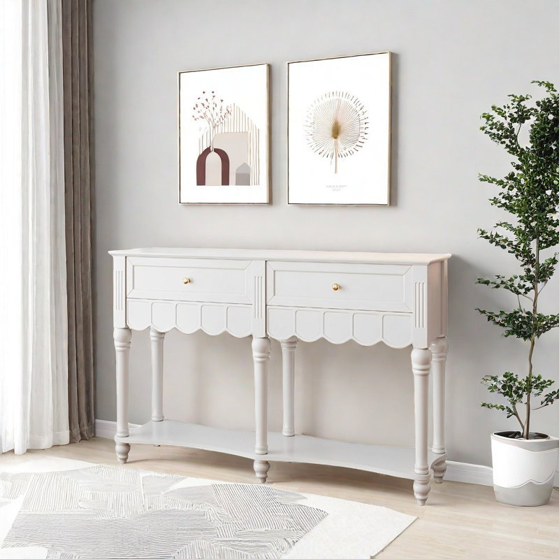 Modern Minimalist Multifunctional Console Table, 35.43" H x 47.24" W x 15.75" D, White