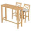 Ensemble de salle à manger à hauteur de bar pour petits espaces, table rectangulaire en bois massif 3 pièces 48 pouces avec deux chaises, coussins beige chaud