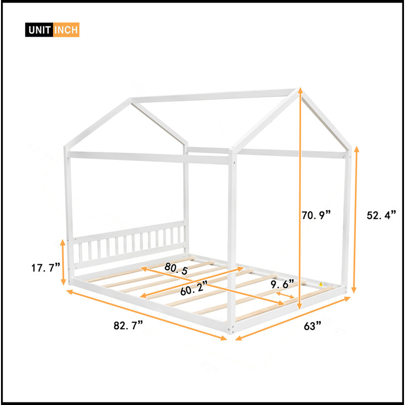 Grand lit en bois avec tête de lit, Blanc