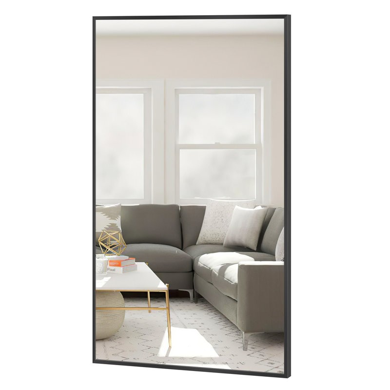 Talma Wood Flat Mirror, 59" H x 36" W, Black