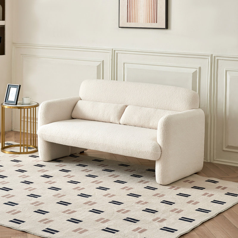 59.06'' 2-Seater Velvet Loveseat Solid Wood Frame with Storage Base, Movable Pillows, Scratch-Free Rubber Feet for Small Spaces
