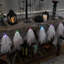 6ct Color Changing Hanging Ghost Halloween Lights 3.25' Clear Wire