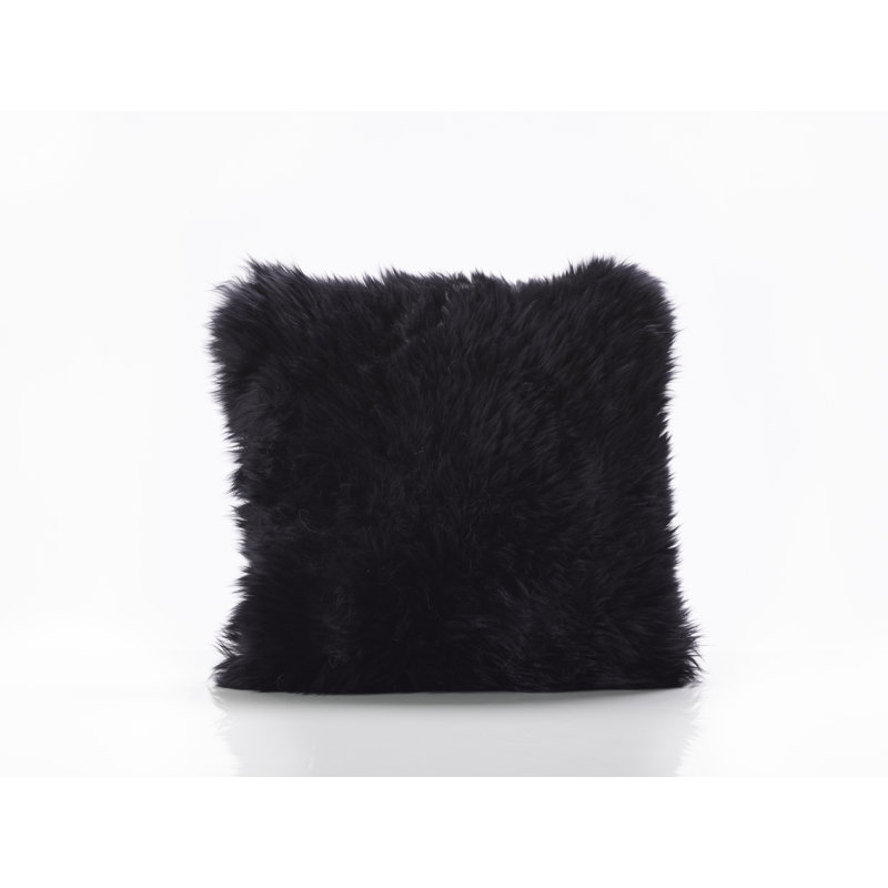 Sheepskin Cushion with Inner, Black