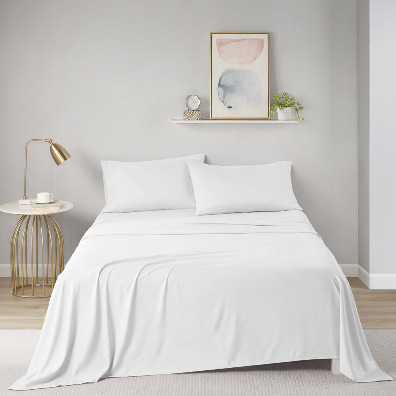 Ensemble de draps toutes saisons Intelligent Design, Ensemble de draps pour lit simple TG + 1 taie d'or, Blanc
