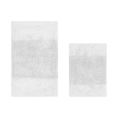 Makaylynn Premium 100% Cotton 2 Piece Bath Rug Sets with Non-Slip Backing, Machine Washable, Luxurious Solid Pattern Super Absorbent & Tufted Weave Bath Mat for Bathroom, Shower, and Tub