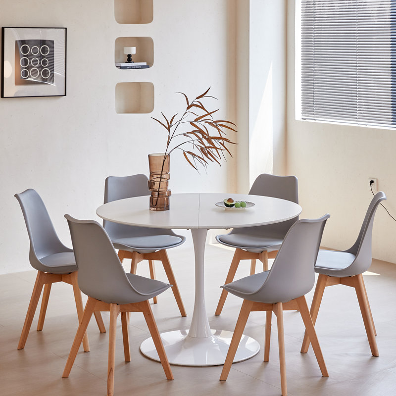 Metal Base Dining Table, White