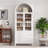 K&K 71" Tall Arched Kitchen Pantry Cabinet with 2 Large Drawers, Modern Farmhouse Kitchen Storage Cabinets with Adjustable Shelves, Glass Door, Wood Versatile Cupboard for Kitchens, Dining Room, White