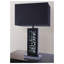 Lampe de table en nickel 28 po, abat-jour en tissu noir, panneau de verre et décorations à DEL-1736547516-1736547519