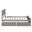2 lits plateforme simple avec roulettes, couleur grise, bois massif et 2 tiroirs de fabrication gris-1045174066