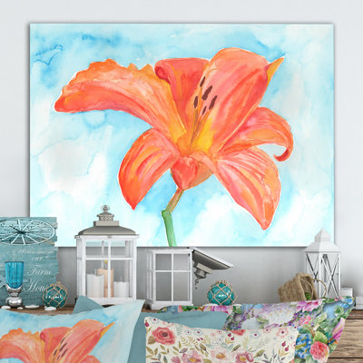 Fleur de lis orange - reproduction sur cadre flottante sur toile