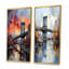«Coral Bridge Urban Silhouettes», 2 pièces sur toile-560648275-560648274