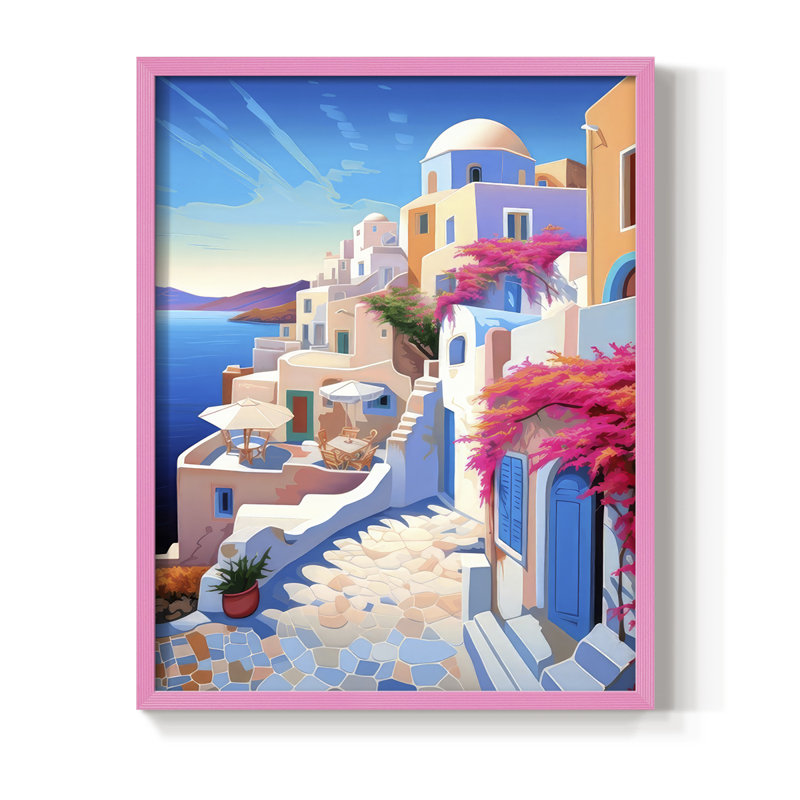 «Steppingstones To the Sea III», reproduction encadrée - bois massif, H 21 po x l 17 po, Rose