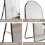 Miroir de plancher pleine longueur arqué, cadre en alliage d'aluminium noir, miroir autoportant / mural pour chambre à coucher et entrée