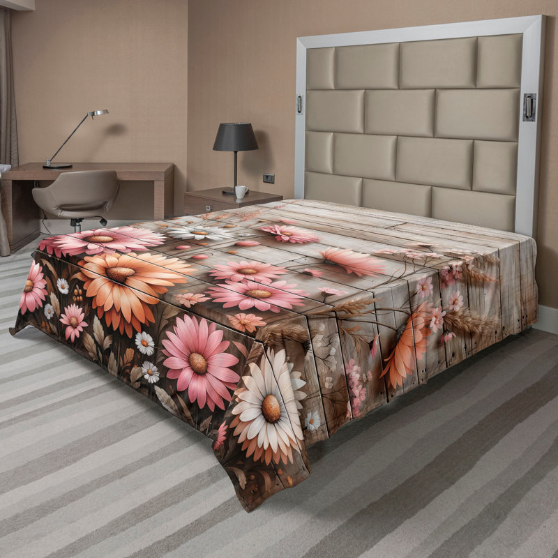 Polyester Floral Flat Sheet, Queen Flat Sheet