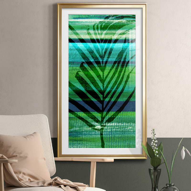 Seychelles Palm I - cadre photo, impression sur papier, H 22,5 po x l 42,5 po x P 1,5 po, Papier doré
