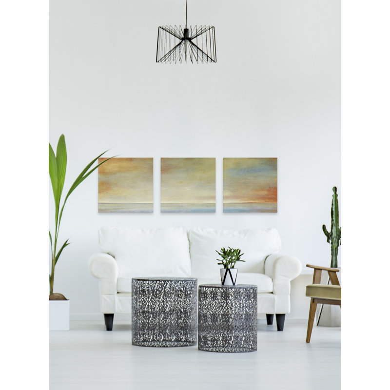 «Beautiful Sunset» par Marmont Hill - ensemble de 3 peintures sur toile tendue, H 48 po x l 48 po