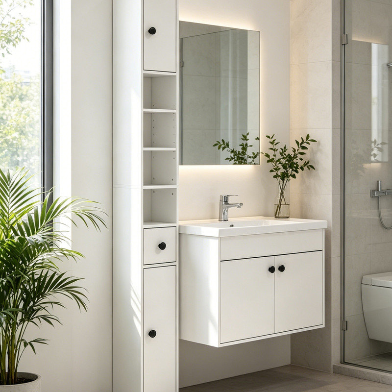 MDF / Particle Board Freestanding Linen Cabinet