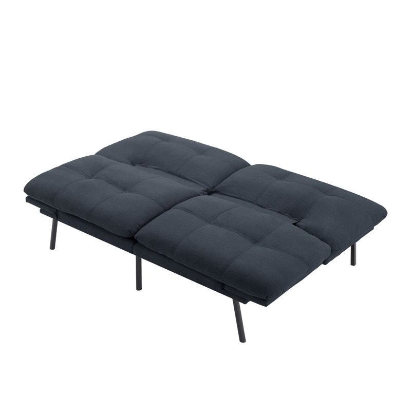 Canapé-lit futon convertible avec pieds en métal, Noir