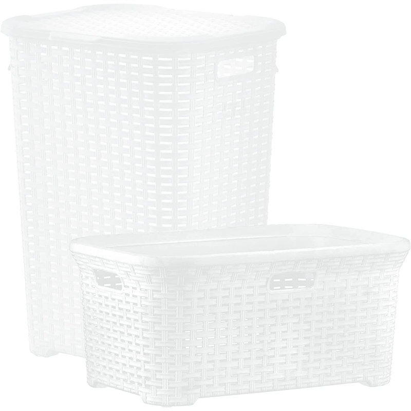 Wicker 2 Piece Laundry Set, White