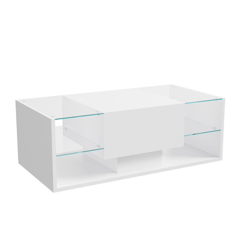 Solid Coffee Table with Storage, White