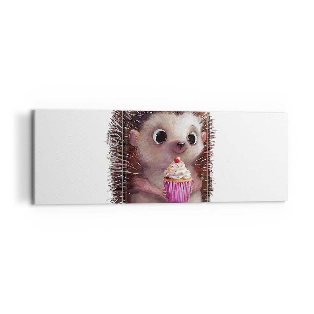 3-tlg. Leinwandbilder-Set Hedgehog Cupcake Children's