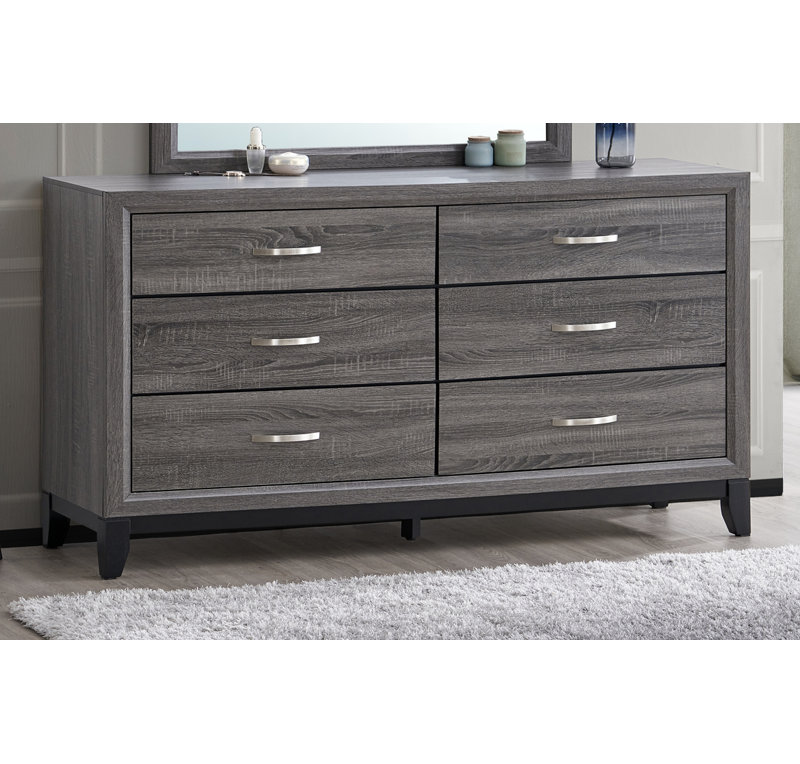 Vanves 6 Drawer  Dresser, Gray