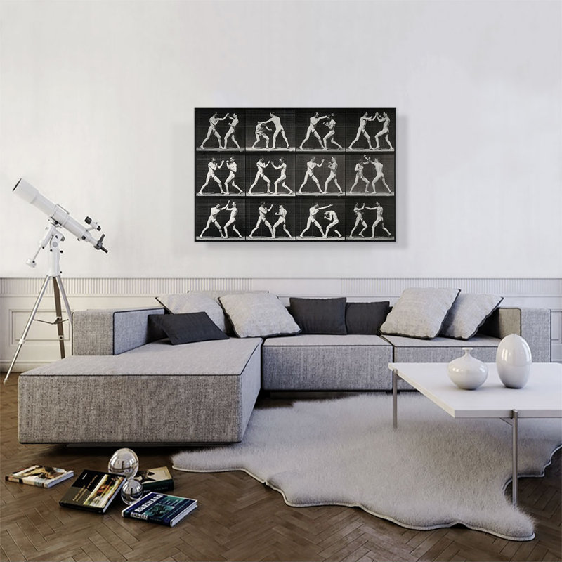 «Two Men Boxing 1887» par Ead vêtementsd Muybridge, impression sur toile tendue, H 26 po x l 40 po x 1,5 po