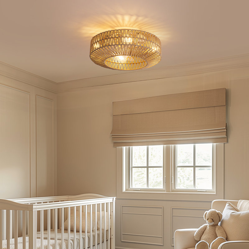 Ventilateur de plafond en rotin à 7 pales de 20 po avec ensemble d'éclairage et télécommande Genna