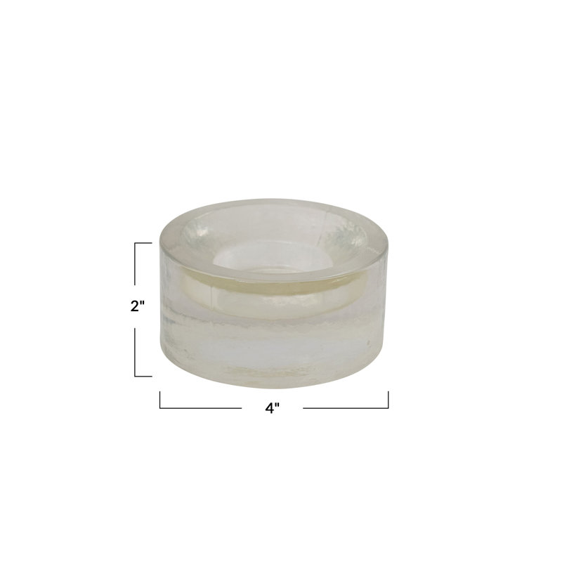 Bougeoir rond en verre pressé