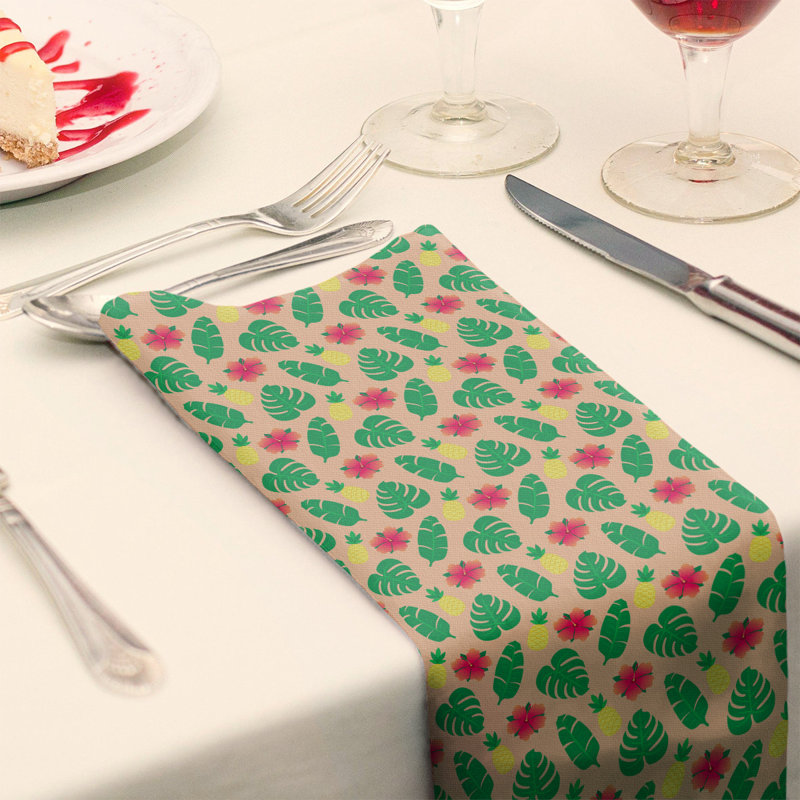 Serviette de coton à motif tropical, H 0,1 po x l 10 po x P 10 po, Orange, Sergé de polyester