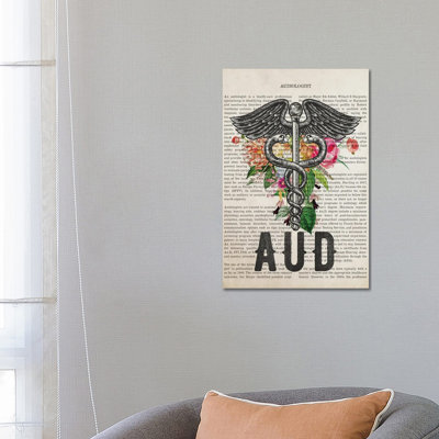 Aud, Audiologist With Flowers Print by Aged Pixel - Wrapped Canvas Print