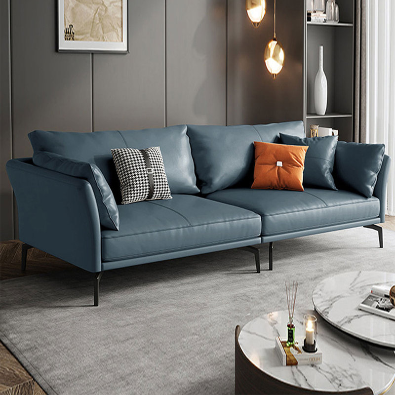 Coussin modulaire en cuir véritable, H 32,28 po x l 93,7 po x P 39,37 po, Bleu
