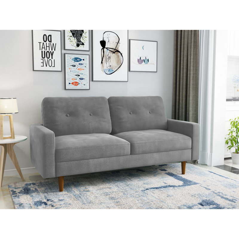 70'' Velvet Sofa, Gray Velvet 
