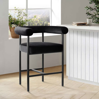 24" Upholstered Velvet Counter Stool