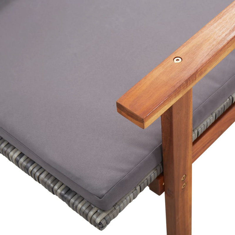 78.7" Long Acacia Single chaise with Cushions, Gray