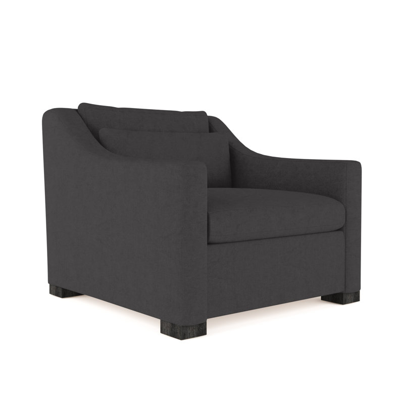 Crosby Armchair, Vintage Leather Graphite, 32.5" H x 35" W x 43" D, Ebony