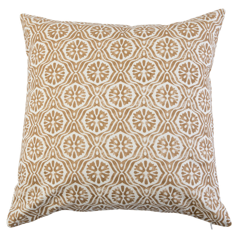 Geometric Cotton Reversible Throw Pillow, 26" x 26", Brown