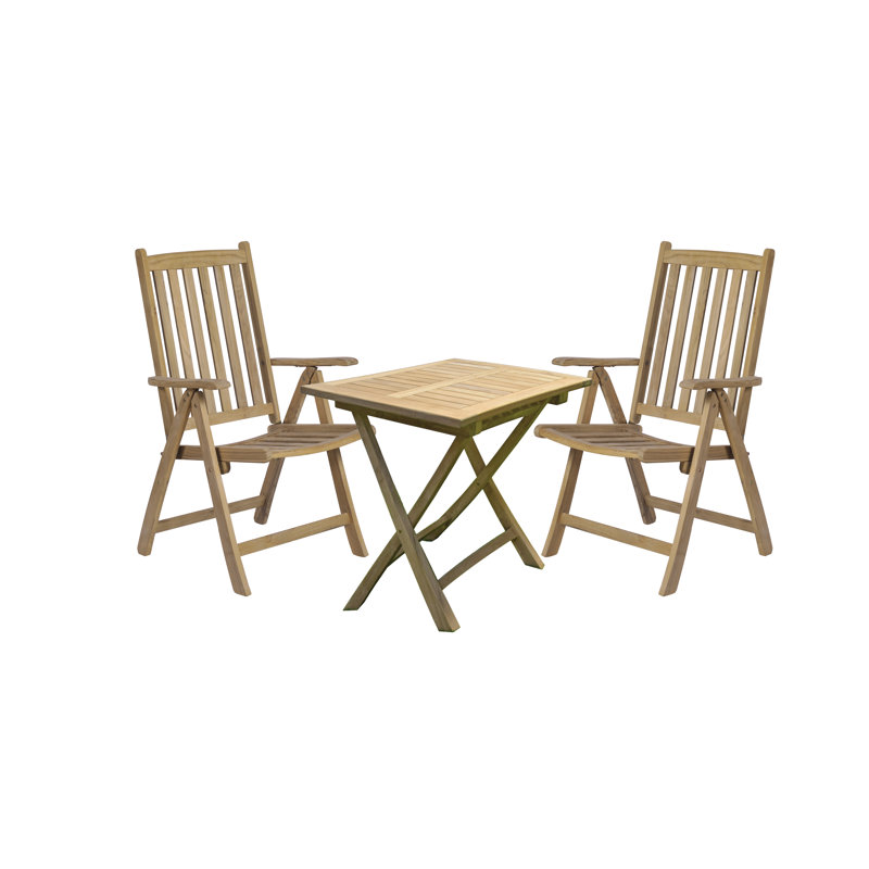 Amannda 2 - Person Teak Wood Patio Dining Set with Square Table