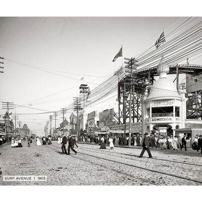 Surf Avenue, historique Coney Island - reproduction de photo sur toile tendue