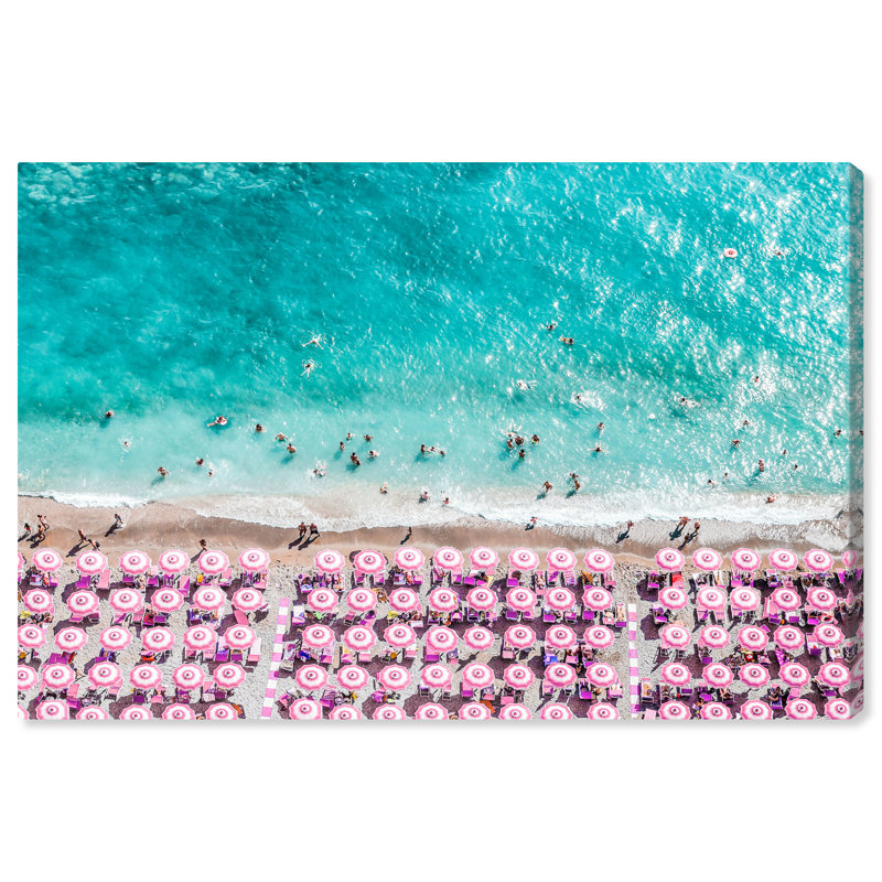 Paradise Beach Umbrellas - impression, H 36 po x l 54 po, Toile tendue