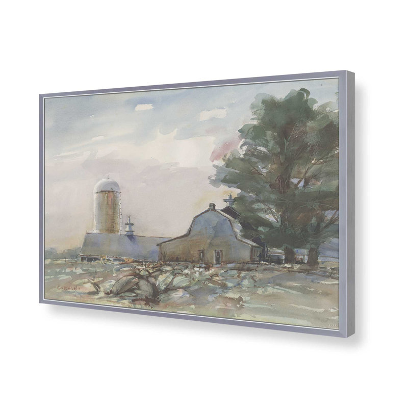«Connecticut Valley Farm» par Stephen Calcasola, reproduction d'art, H 12 po x l 16 po, Silver