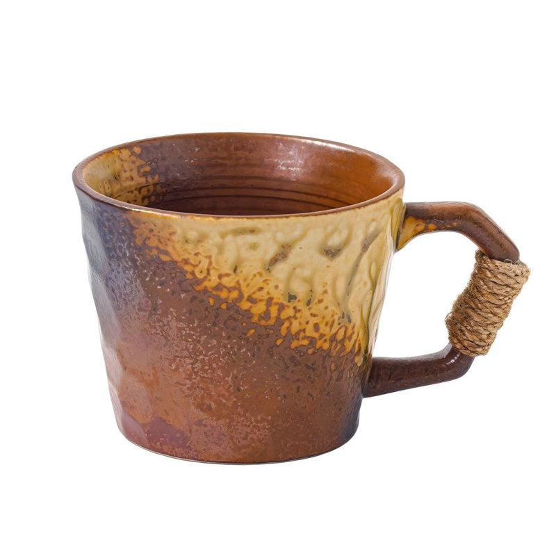 Tasse à thé rétro en céramique fabriquée à la main 10 oz avec poignée, tasse à café artisanale en glacis réactif sans plomb, tasse à thé en poterie faite à la main