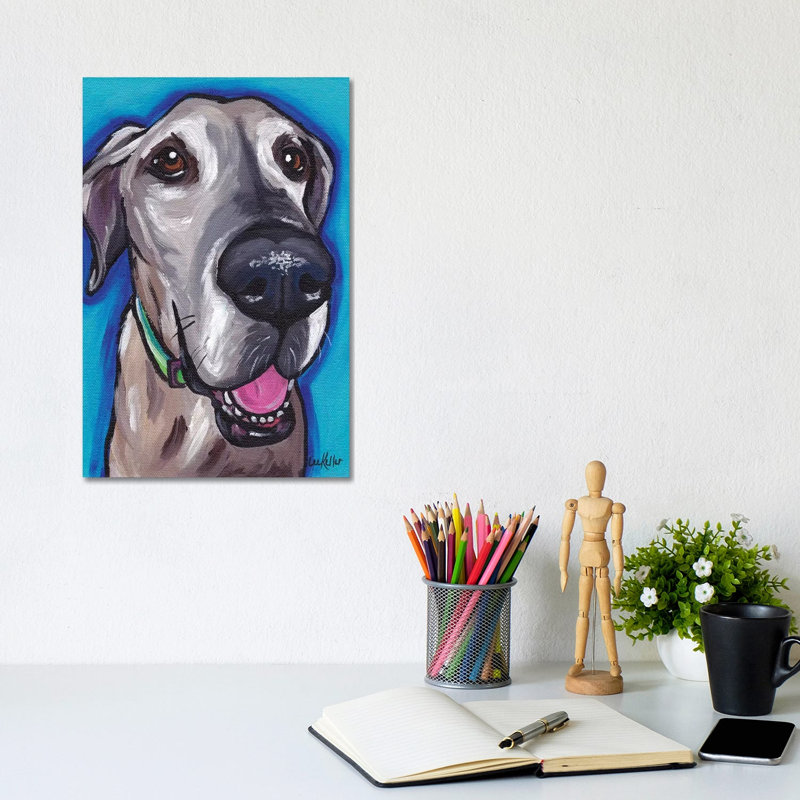 Beau The Great Dane by Hippie Hound Studios - Wrapped Canvas Painting, 20.32 cm H x 30.48 cm W