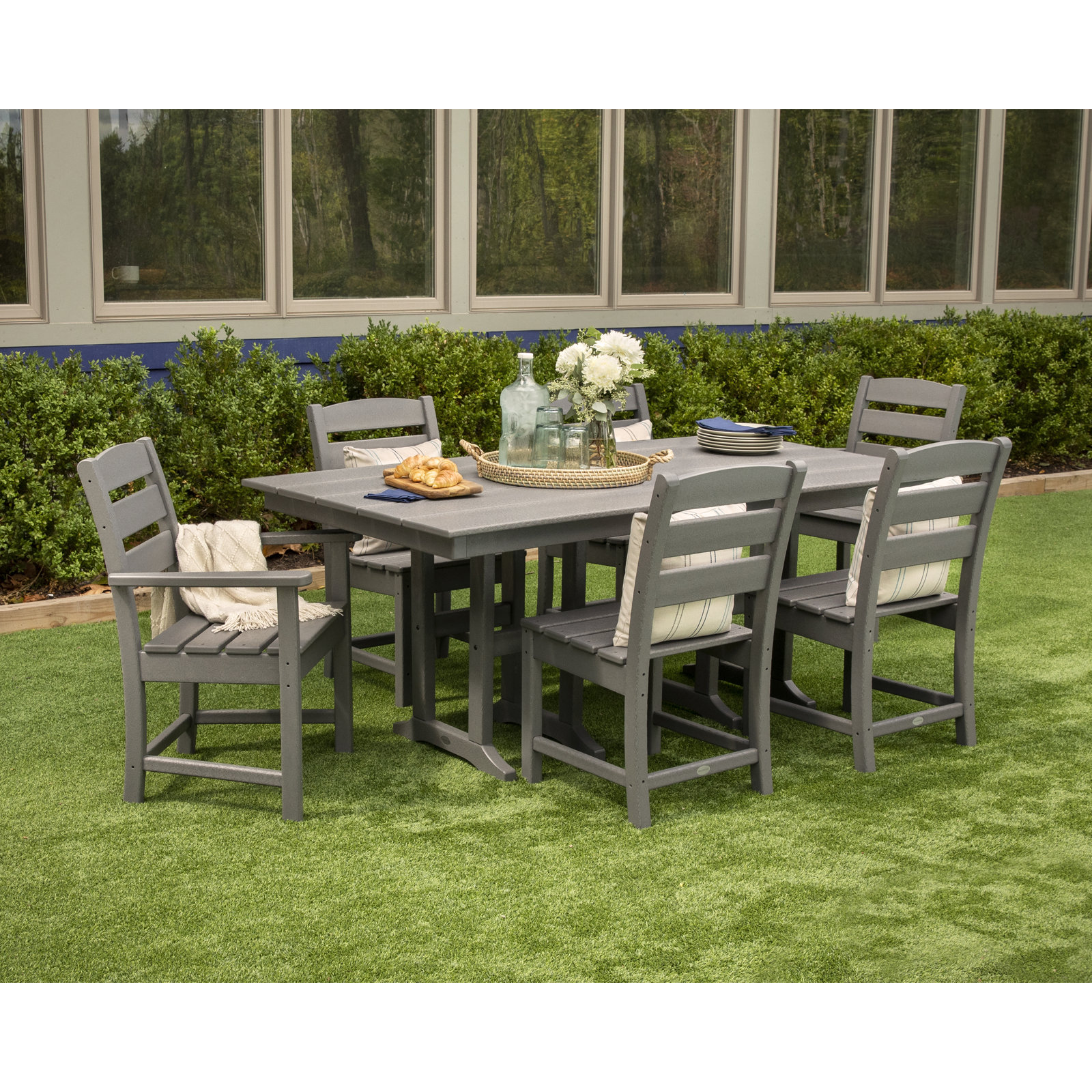 POLYWOOD® Tables Patio Dining Table, Gray, 29.06"H x 37.72"W x 72"L