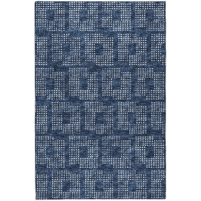Premium Machine Washable Dream Shag  Squares Rug, Blue, 3' x 5'
